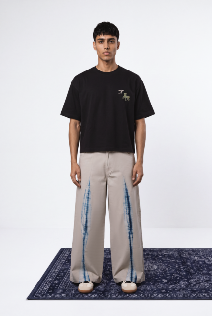 Tie-dye Panel Pants- Ivory